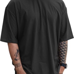 Mens Fashion Short Sleeve Tshirts Workout Oversize Pullover Solid Color Casual Tees