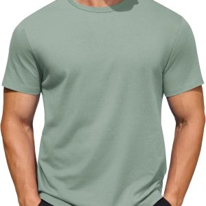 Men's Cotton T-Shirt Short Sleeve Crew Neck Tee Shirts Casual Solid Basic Tops