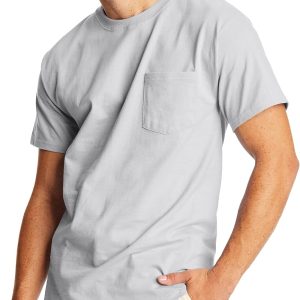 Men's Heavyweight Pocket T-Shirt,  Full-Cut Cotton Pocket Tee for Men, Crewneck T-Shirt For Men, 1 or 2 Pack